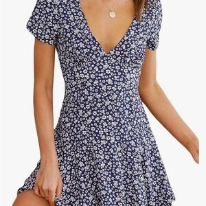 Floral Blue and White Dress